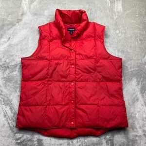 Lands End GooseDown Red Puffer‎ Vest Quilted Insulated Collared Size Large